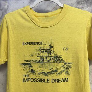 Vintage 80s Deep Sea Scuba Diving T Shirt Mens Small Yellow